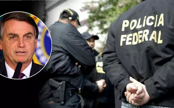 Jair Bolsonaro e agentes da Polícia Federal