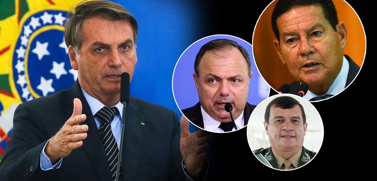 Jair Bolsonaro, Eduardo Pazuello, Hamilton Mourão e Paulo Sérgio Nogueira de Oliveira