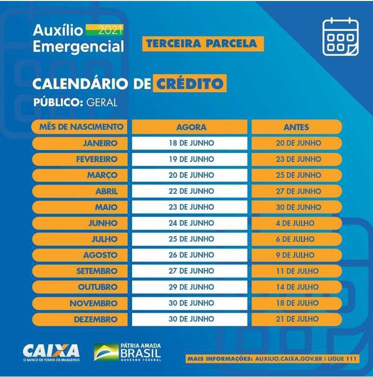 Calendário - terceira -parcela -auxílio