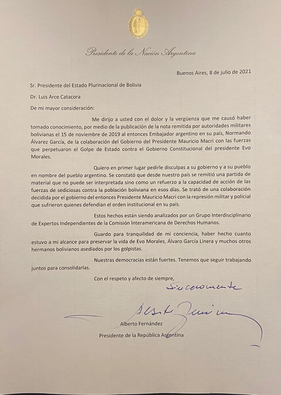 Carta Alberto Fernández