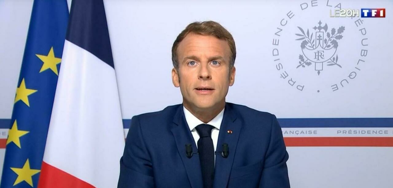 O presidente francês Emmanuel Macron fez um discurso nesta segunda sobre a queda de Cabul sob controle dos Talibãs