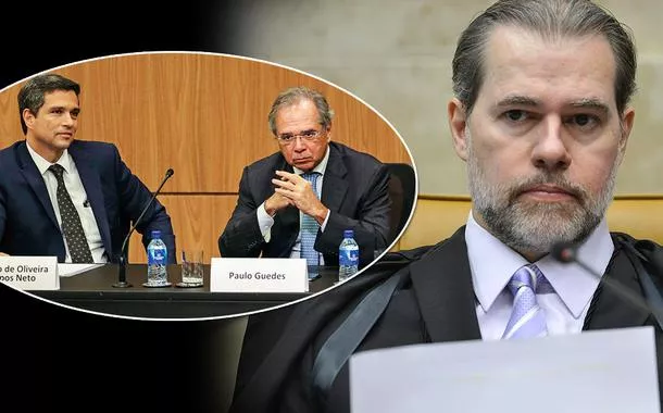 Presidente do Banco Central, Roberto Campos Neto, o ex-ministro da Economia, Paulo Guedes, e o ministro do STF Dias Toffoli