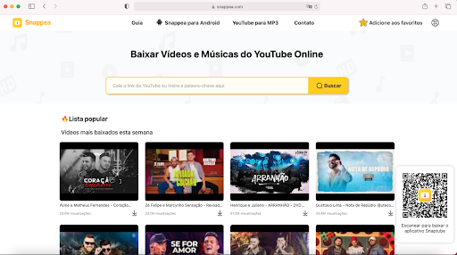 Um Conversor de MP3 e MP4 de Qualidade e Completo é o Snappea Online Downloader