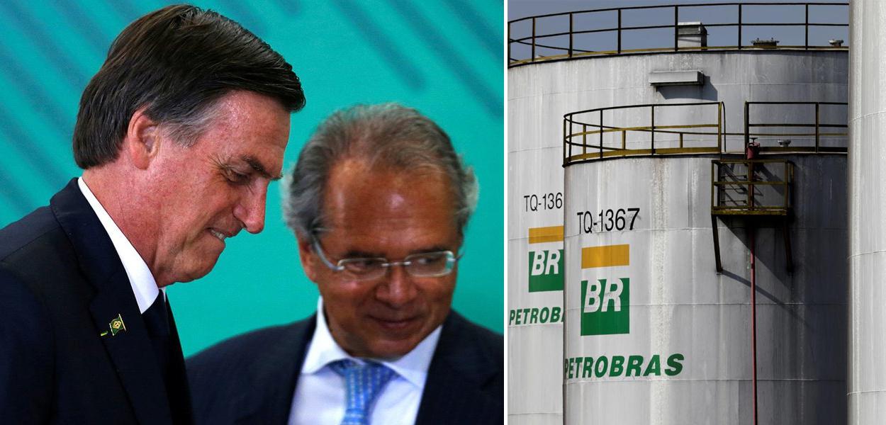 Bolsonaro com Paulo Guedes e refinaria da Petrobras