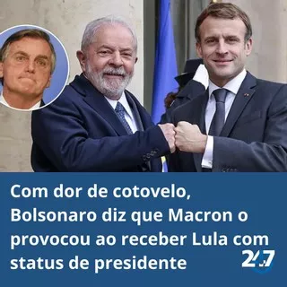 Com dor de cotovelo, Bolsonaro diz que Macron o provocou ao receber Lula com status de presidente