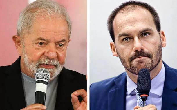 Lula (à esq.) e Eduardo Bolsonaro