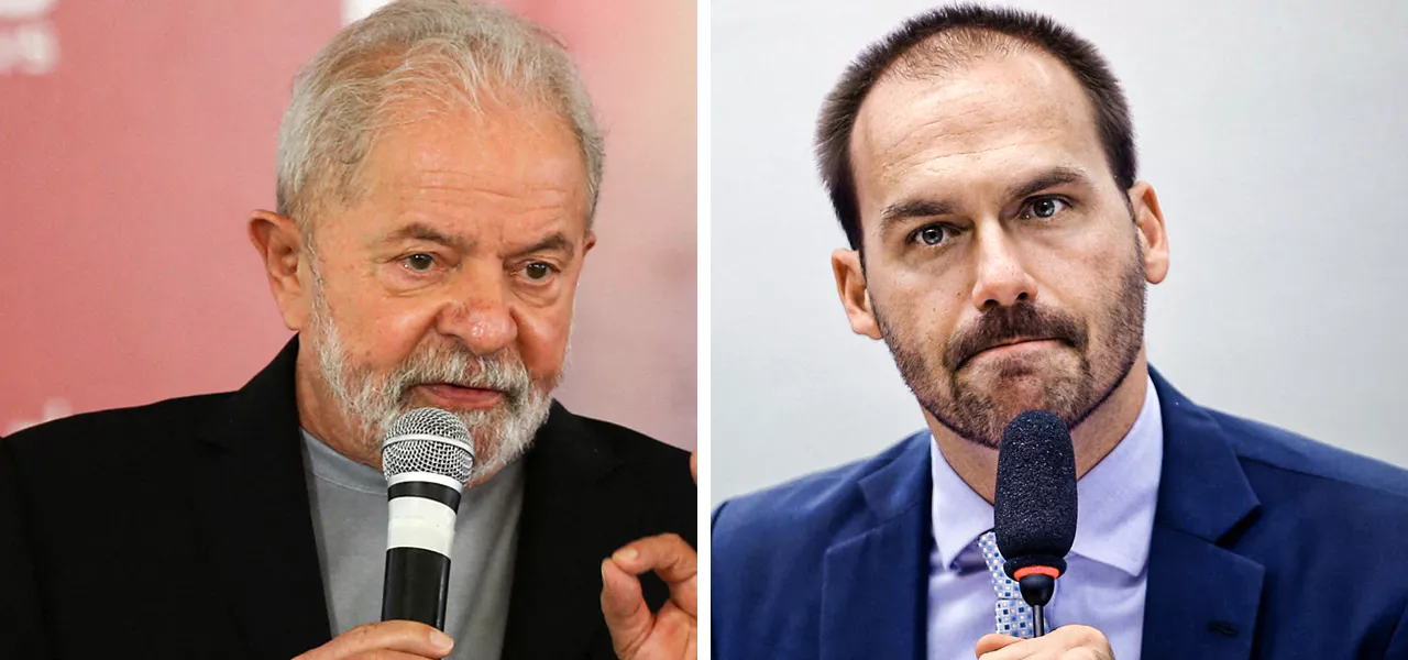 Ex-presidente Luiz Inácio Lula da Silva e o deputado federal Eduardo Bolsonaro