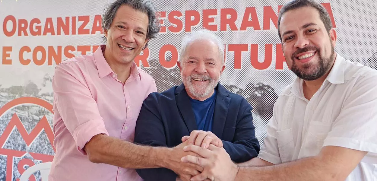 Fernando Haddad, Luiz Inácio Lula da Silva e Guilherme Boulos