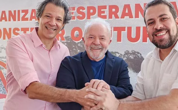 Fernando Haddad, Luiz Inácio Lula da Silva e Guilherme Boulos