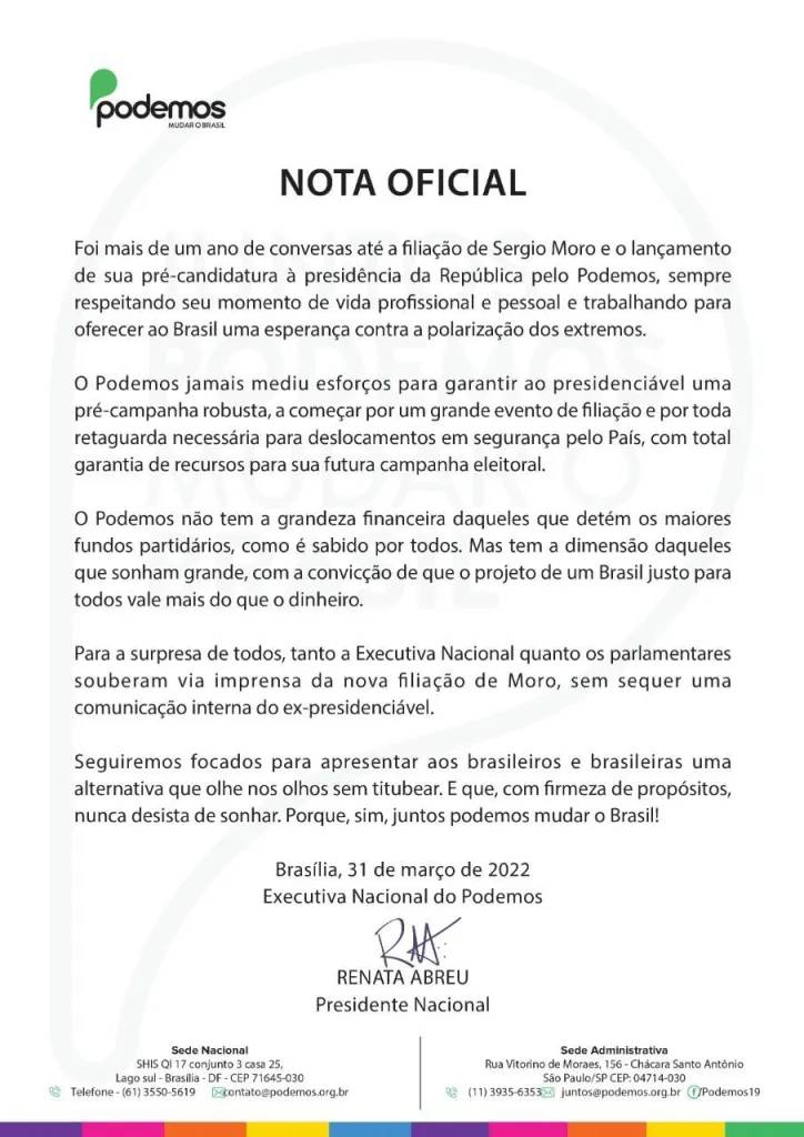 Nota Podemos