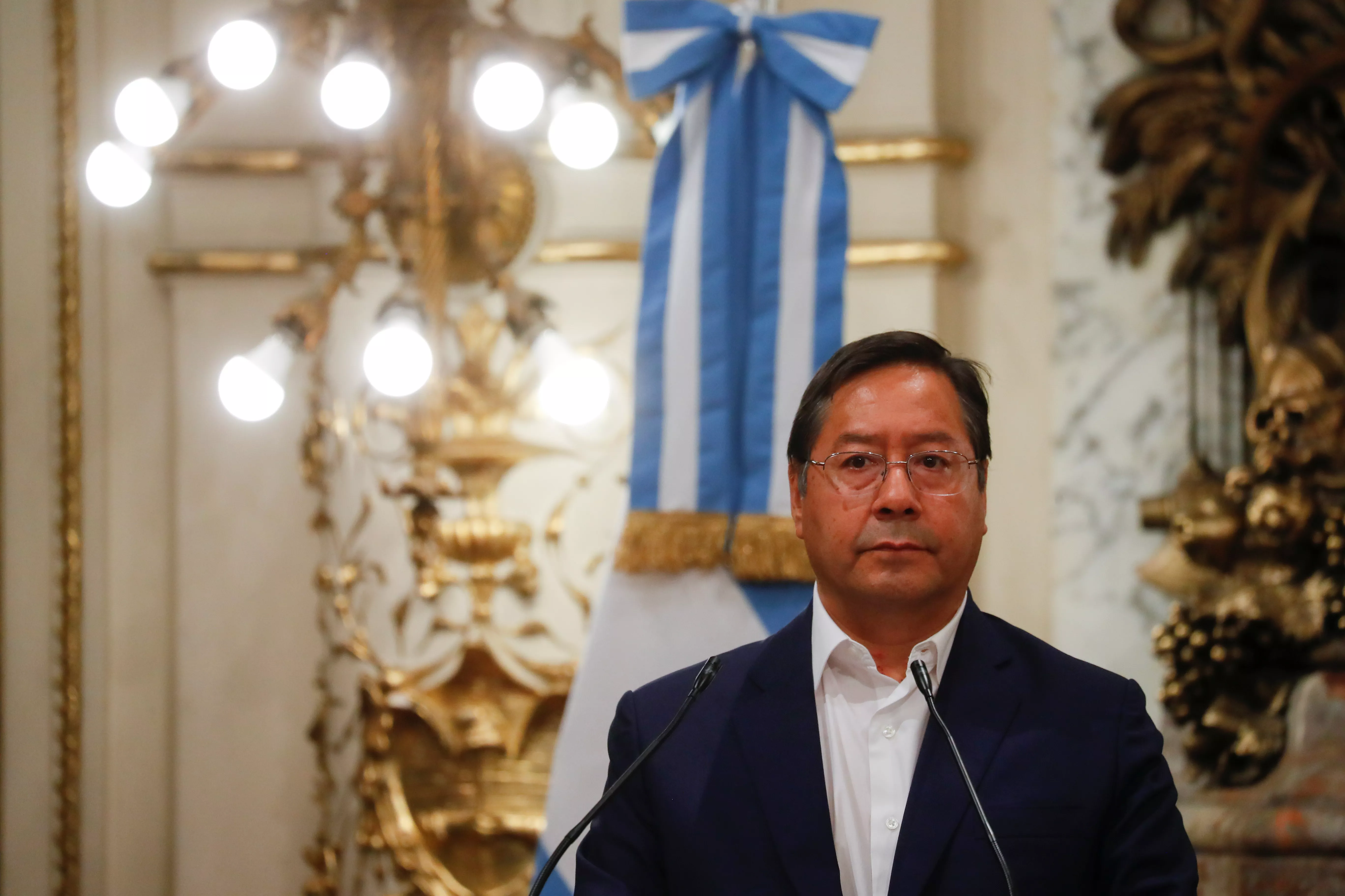 Presidente da Bolívia, Luis Arce, durante visita a Buenos Aires