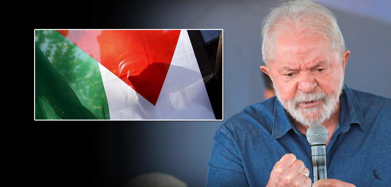 Bandeira da Palestina e o presidente Lula