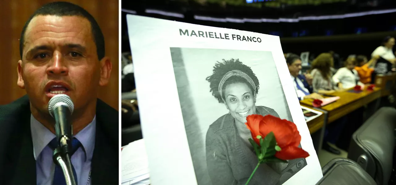 Giniton Lages e cartaz de Marielle Franco