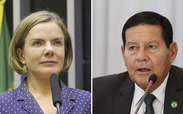 Gleisi Hoffmann e Hamilton Mourão