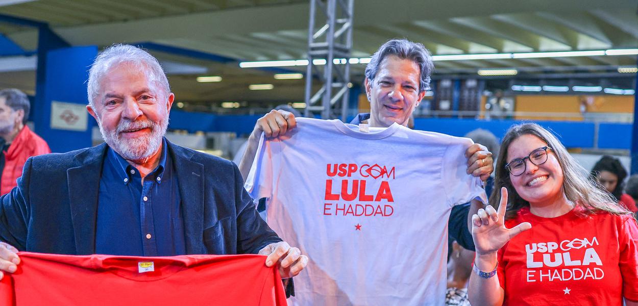 Luiz Inácio Lula da Silva e Fernando Haddad na USP