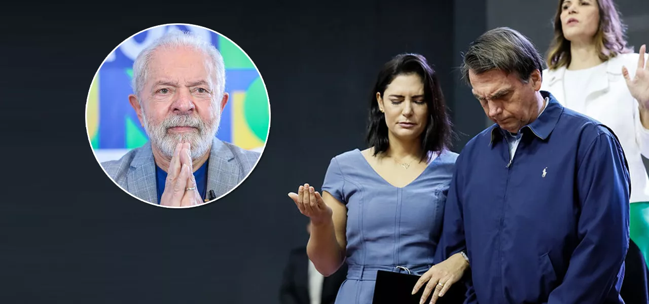 Ex-presidente Luiz Inácio Lula da Silva, Michelle Bolsonaro e Jair Bolsonaro