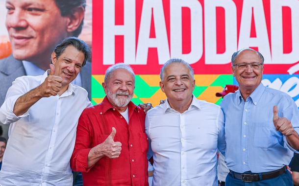 Fernando Haddad, ex-presidente Luiz Inácio Lula da Silva, Marcio França e Geraldo Alckmin