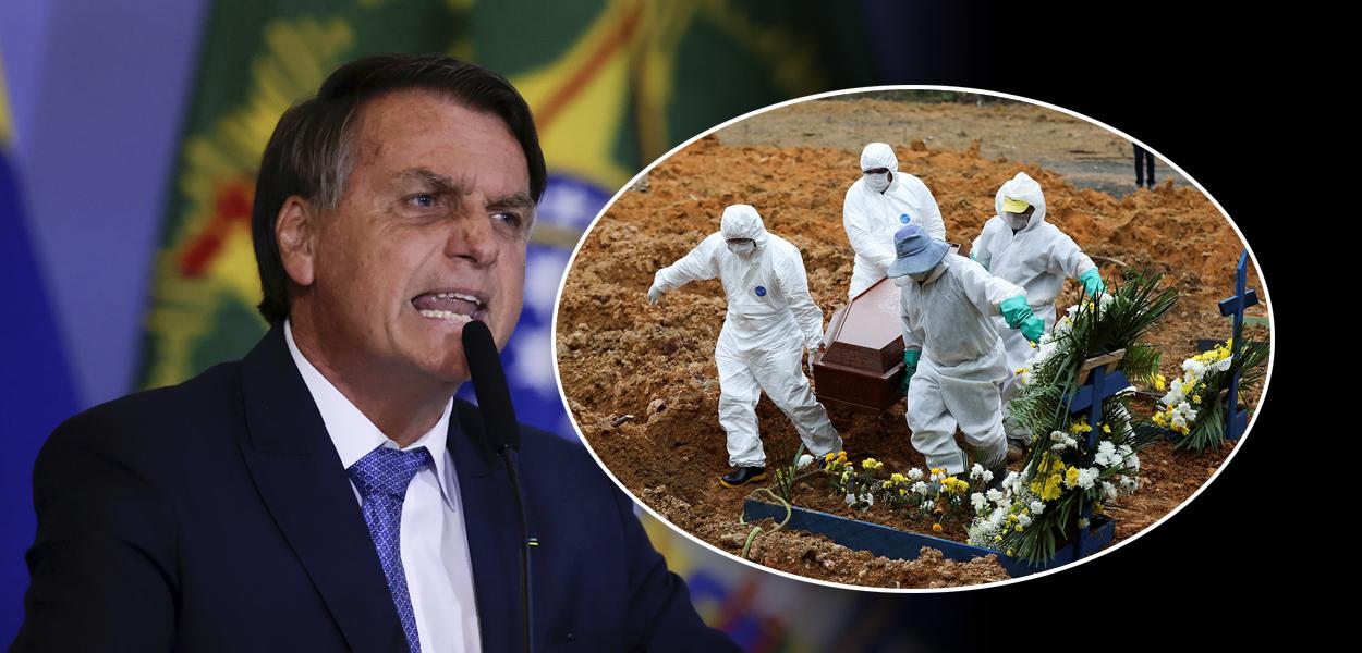 Bolsonaro e enterro durante a pandemia da COVID-19