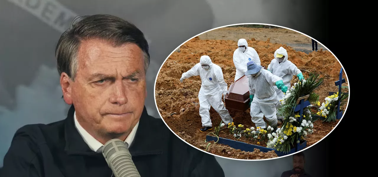 Bolsonaro e enterro durante a pandemia da COVID-19