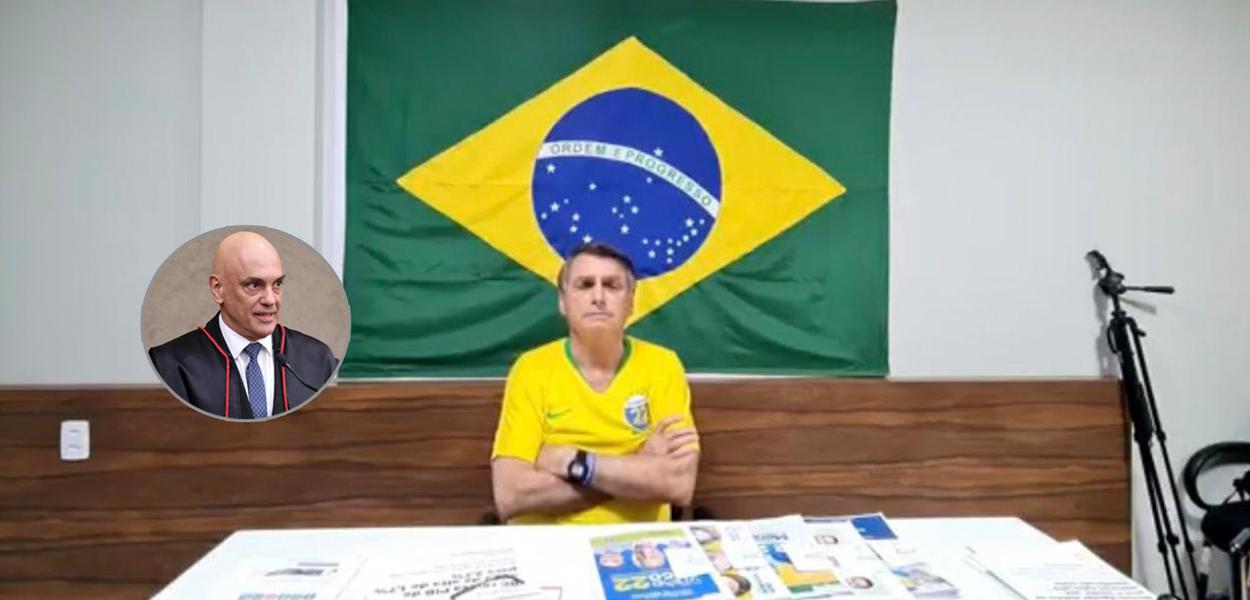 Alexandre de Moraes, presidente do TSE (círculo, na foto), e Jair Bolsonaro