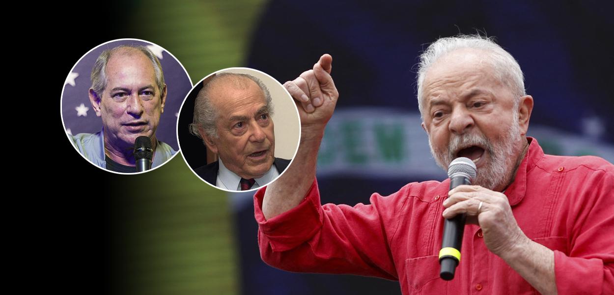 Ciro Gomes (à esq.), Leonel Brizola e Luiz Inácio Lula da Silva