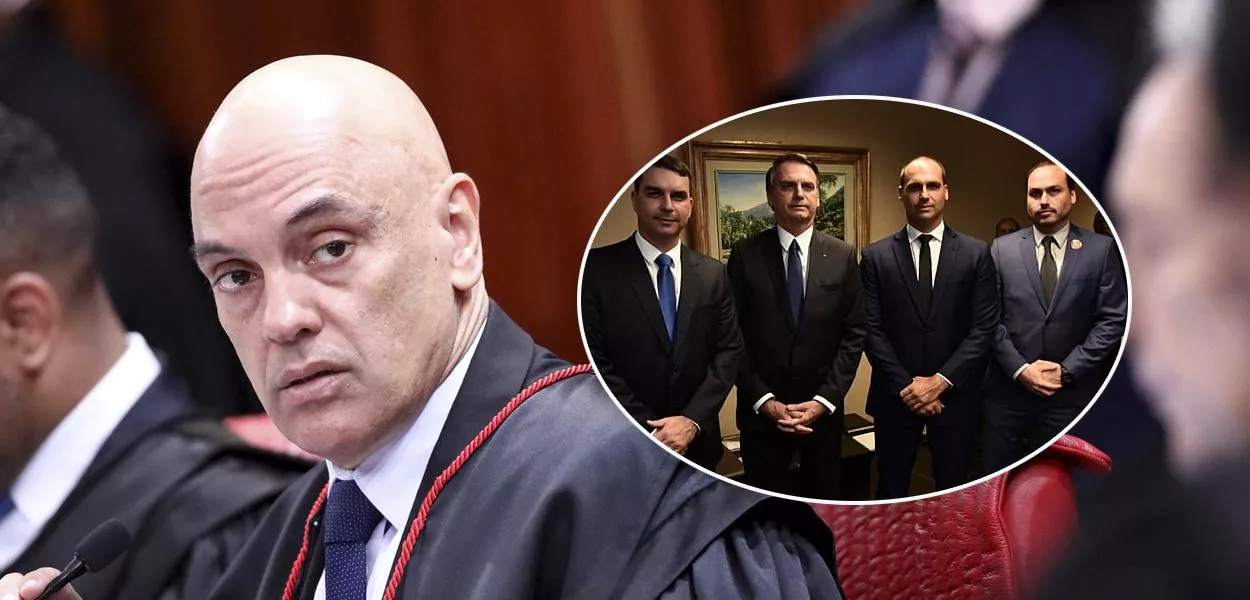 Alexandre de Moraes, Flávio, Jair, Eduardo e Carlos Bolsonaro