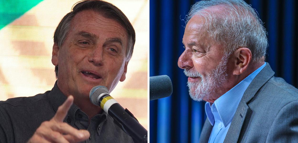Jair Bolsonaro, do PL (à esq.) e Luiz Inácio Lula da Silva (PT)