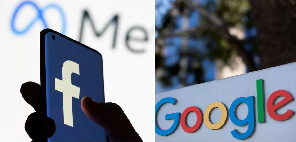 Facebook, de propriedade da Meta, e o Google, da Alphabet Inc.