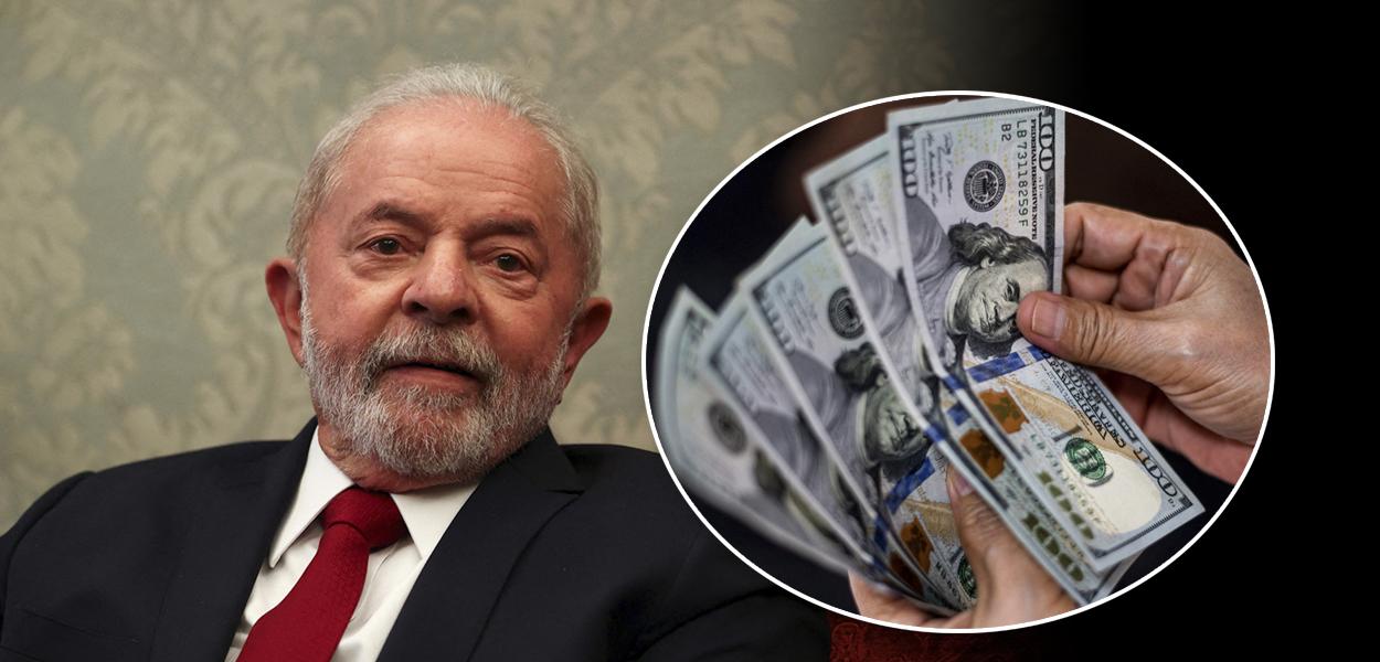 Lula e cédulas de dólar