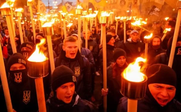 Manifestação ultranacionalista na Ucrânia