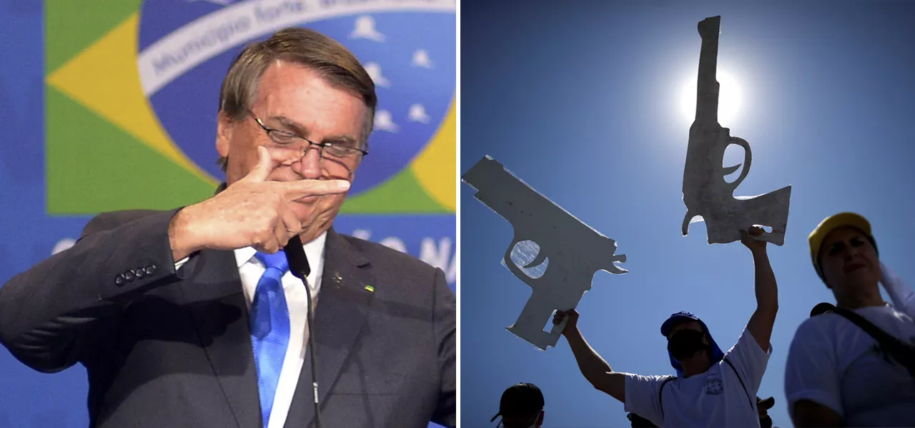 Bolsonaro e protesto de apoiadores do ex-presidente Jair Bolsonaro em favor da liberação das armas