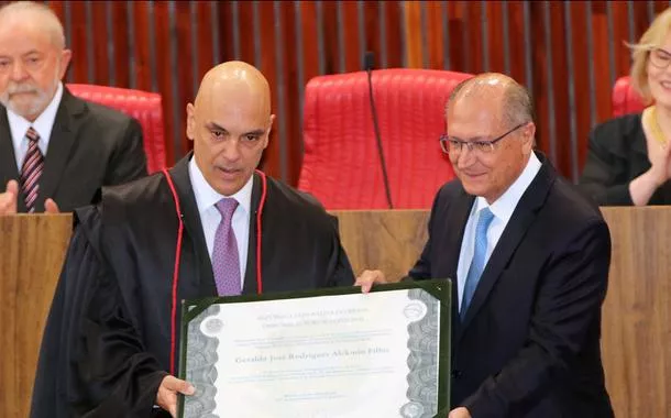 Presidente do TSE, ministro Alexandrebingo valendo dinheiro realMoraes, durante a cerimôniabingo valendo dinheiro realdiplomação do vice presidente eleito, Geraldo Alckmin, na sede do TSE