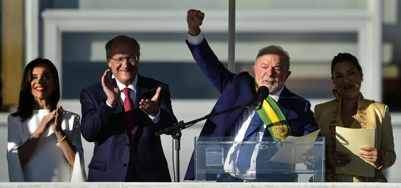 O presidente Luiz Inácio Lula da Silva durante cerimônia de posse, no Palácio do Planalto.