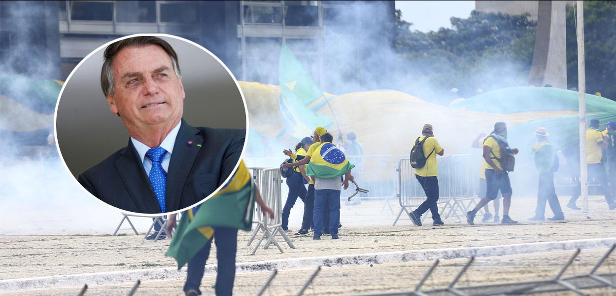 Jair Bolsonaro e terroristas bolsonaristas em Brasília - 08.01.2023