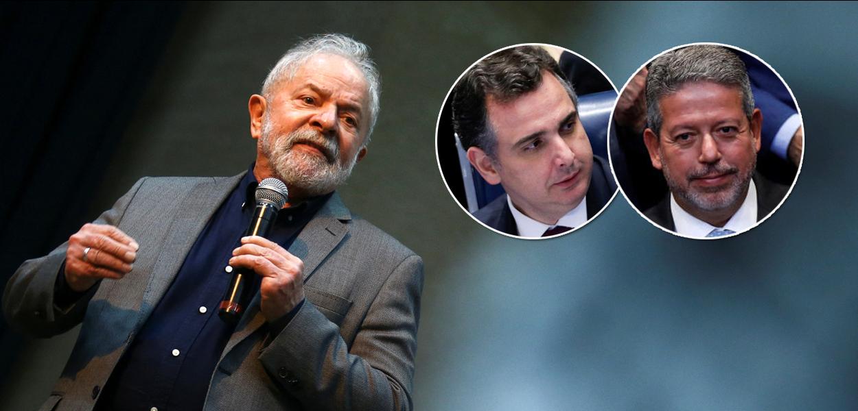 Da esq. para a dir.: Luiz Inácio Lula da Silva, Rodrigo Pacheco e Arthur Lira