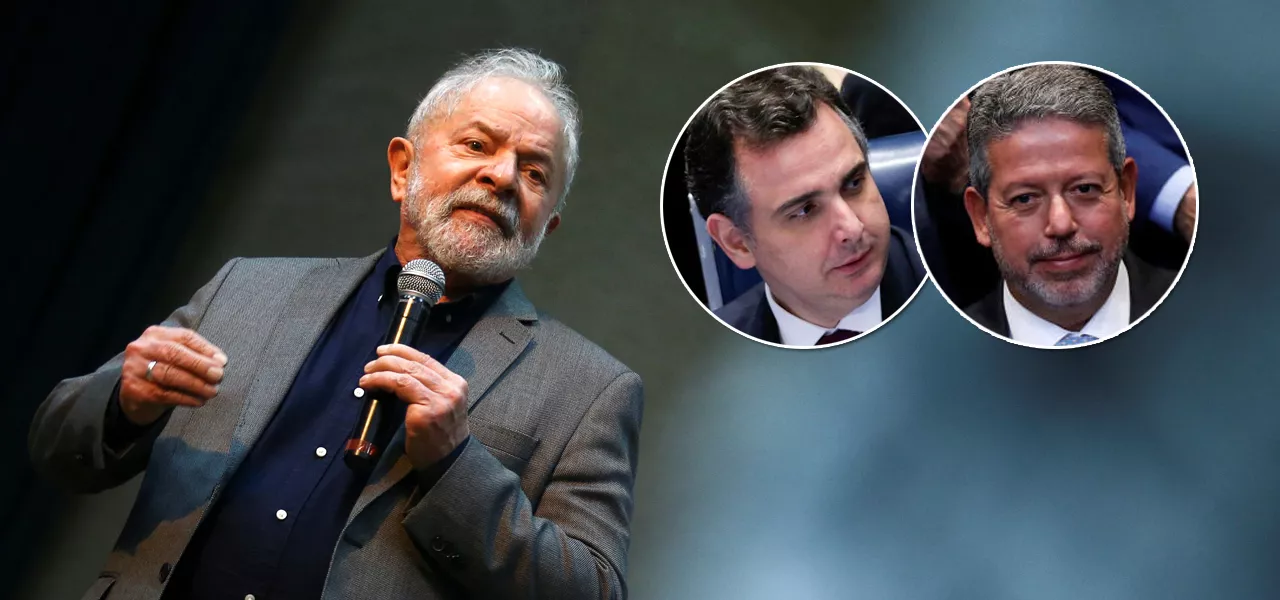 Da esq. para a dir.: Luiz Inácio Lula da Silva, Rodrigo Pacheco e Arthur Lira