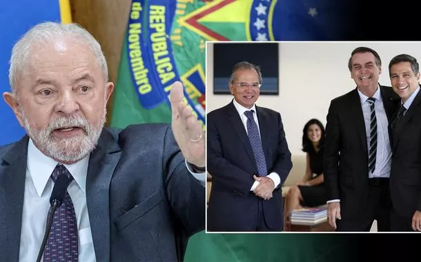 Lula (presidente da República), Paulo Guedes (ex-ministro da Economia), Jair Bolsonaro (ex-mandatário) e Roberto Campos Neto (presidente do Banco Central)