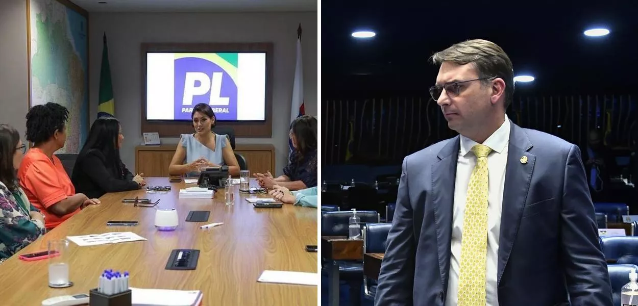 Michelle Bolsonaro e Flávio Bolsonaro