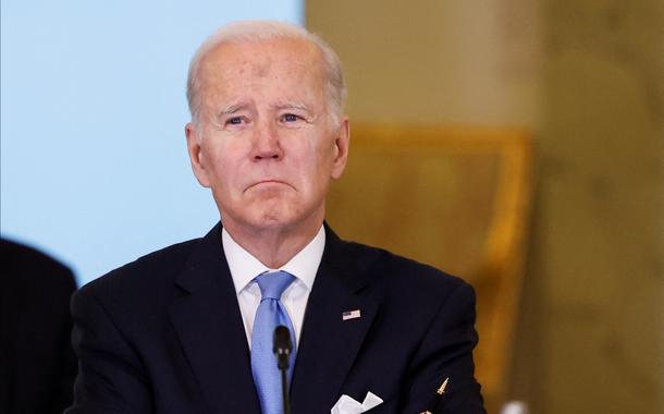 Presidente dos EUA, Joe Biden, durante reunião em Varsóvia, na Polônia