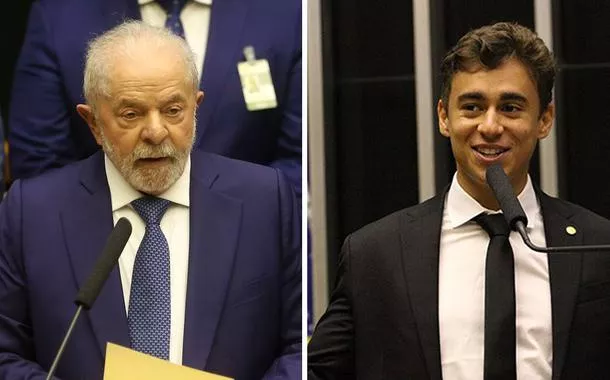 Presidente Luiz Inácio Lula da Silva (à esq.) e Nikolas Ferreira