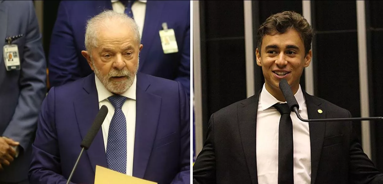 Presidente Luiz Inácio Lula da Silva (à esq.) e Nikolas Ferreira
