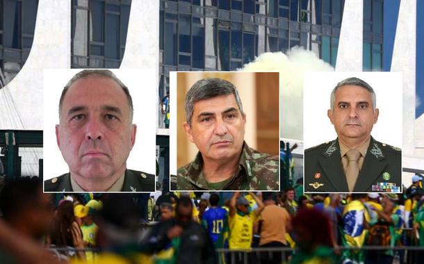 Os generais Dutra (esq,) Penteado (centro) e Carlos Feitosa estão entre os 80 militares das Forças Armadas convocados a prestar depoimento na Polícia Federal