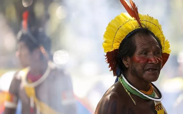 Indígenas em Brasília durante Acampamento Terra Livre