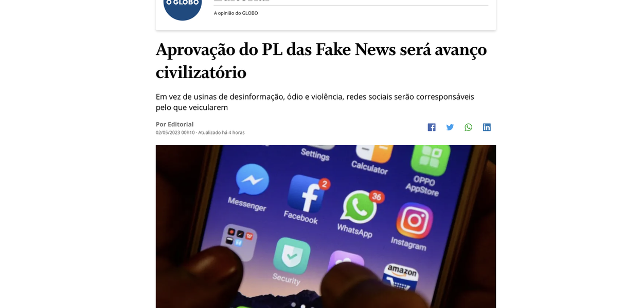 Globe (Globo) ataca novamente desesperada pela aprovação da PL da censura,  ela fez mais uma reportagem sensacionalista do Discord. A PL mal atinge o  Discord. : r/brasilivre