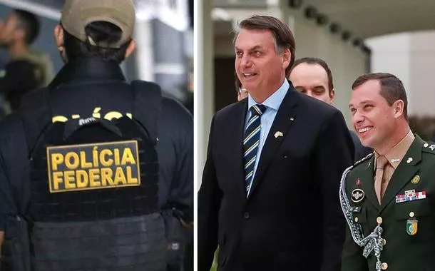 Polícia Federal e Bolsonaro com Mauro Cid