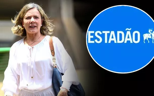 Gleisi Hoffmann e logomarca do jornal O Estado de S.Paulo