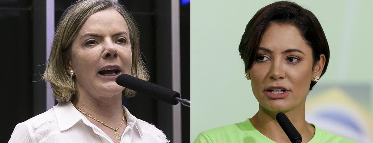 Gleisi Hoffmann e Michelle Bolsonaro
