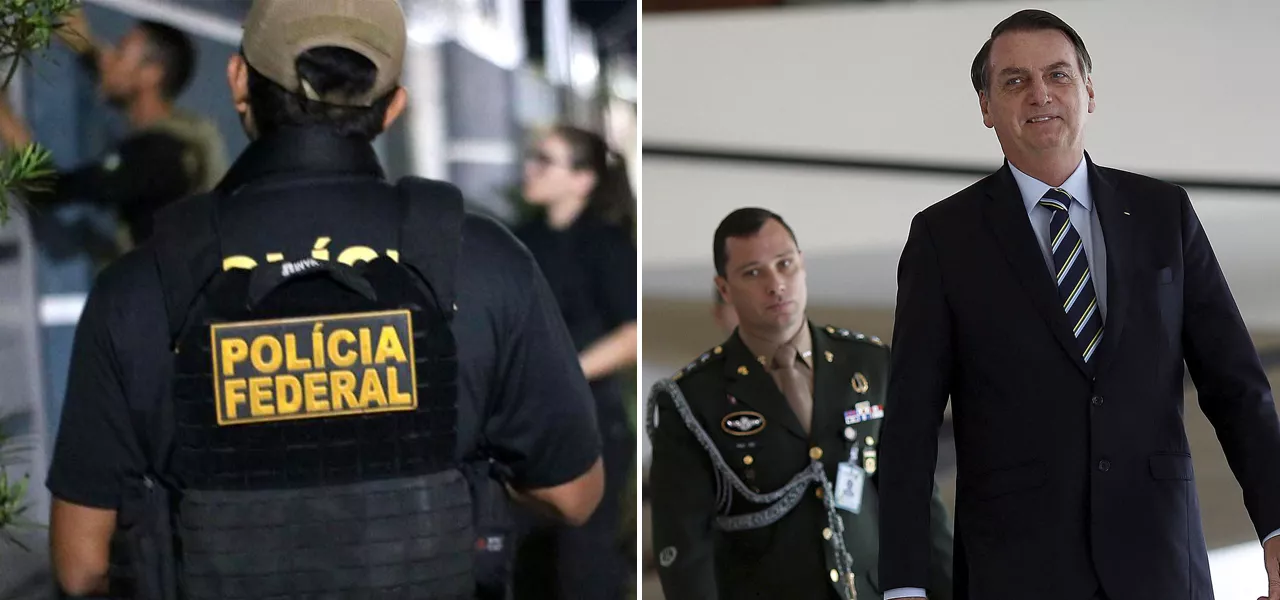 Polícia Federal e Mauro Cid com Jair Bolsonaro