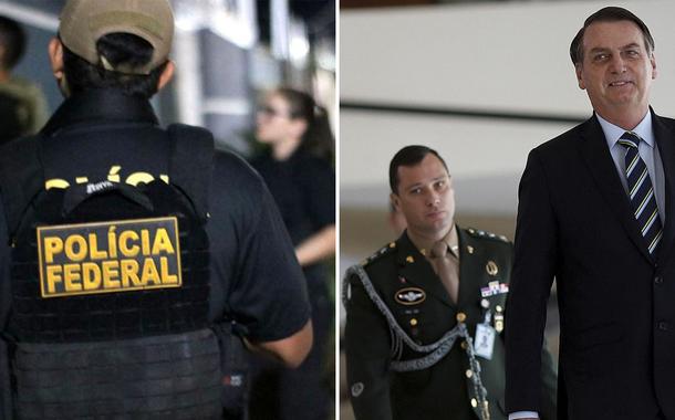 Polícia Federal e Mauro Cid com Jair Bolsonaro