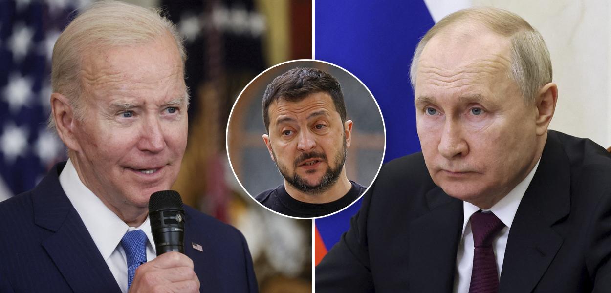 Joe Biden, Volodymyr Zelensky e Vladimir Putin